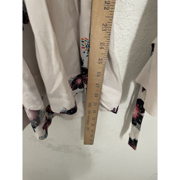 Free People Ivory Floral Wrap Blouse  Tuscan Dreams Womens XS Boho Peplum Top - Picture 9 of 9